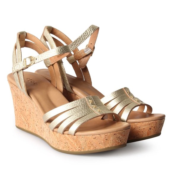 UGG Shoes - UGG Women's Brigitte Metallic Gold Sandal Wedges